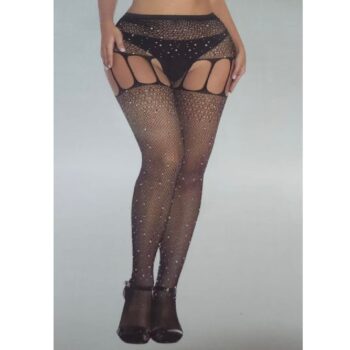 Liguero con Medias de Encaje y Brillo Modelo 2