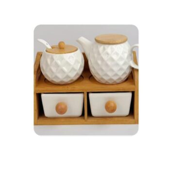 Set Organizador Condimentero de 2 Niveles Estilo Natural 4 Piezas