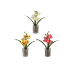 Maceta Transparente Con Flores Artificiales