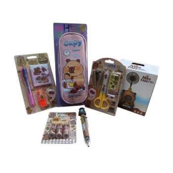 Set Escolar y de Oficina Capibara  Estuche Útiles Cinta Decorativa y Mini Ventilador
