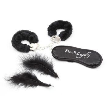Kit Erótico:  Esposas + Antifaz + Plumas + Dados eróticos