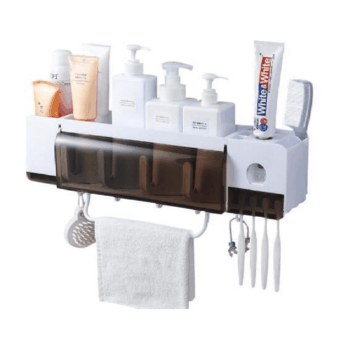 Repisa de baño dispensador de pasta dental 3 Tazas porta cepillos