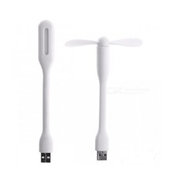 Mini Ventilador USB Flexible + Lámpara de Luz led USB - Blanco