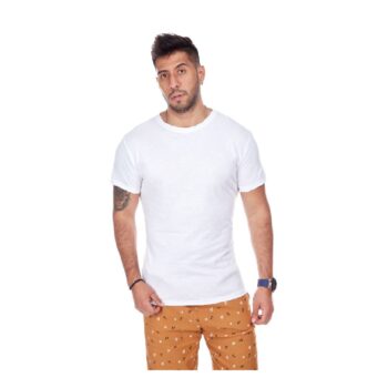 Polo Básico para Hombre Cuello Redondo Blanco Talla M