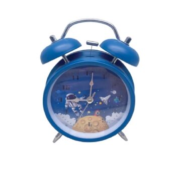Reloj De Mesa  Astronauta Con Alarma Color Acero