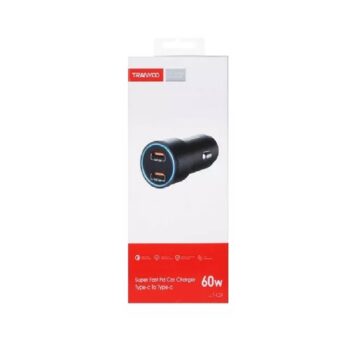 Cargador de auto 60W, 2 puertos Tipo-C