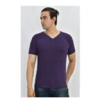 Polo Básico para Hombre cuello en V Morado Talla S