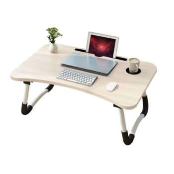 Mesa Portátil Plegable para Laptop + Ventilador y Lámpara USB - Beige Claro