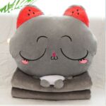 Peluche Almohada y Manta Animado Gata Gris