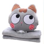 Peluche Almohada y Manta Animado Gato Gris