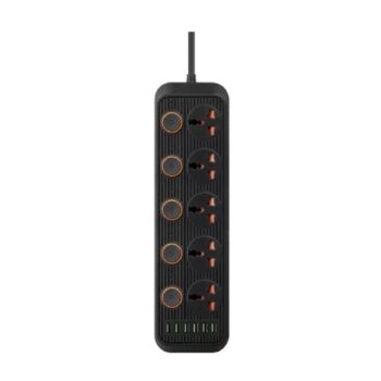 Power Socket 3000w Con 5 Tomas Universales + 3 Puertos Usb y 3 EN C