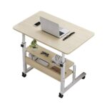 Mesa Ajustable con Ruedas y Estante Multifuncional