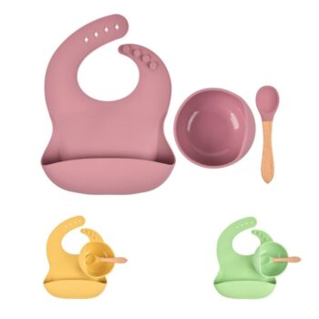 Kit de Babero de Silicona y Plato para Niña