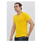 Polo Básico para Hombre cuello en V Amarillo Talla S