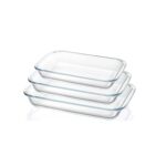 Set de 3 Fuentes Rectangular de Vidrio