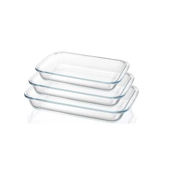 Set de 3 Fuentes Rectangular de Vidrio