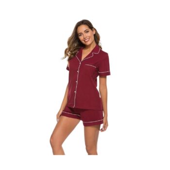 PIJAMA CAMISERO DAMA GUINDA TALLA M