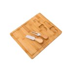 Tabla Para Quesos De Bambú Con Cuchillo Y Tenedor v1