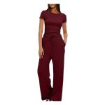 CONJUNTO MUJER VISCOSA COLOR GUINDA S/M