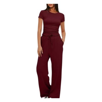 CONJUNTO MUJER VISCOSA COLOR GUINDA S/M