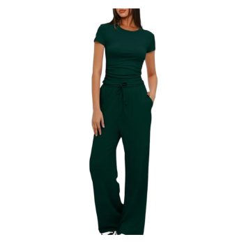 CONJUNTO MUJER VISCOSA COLOR VERDE BOTELLA S/M