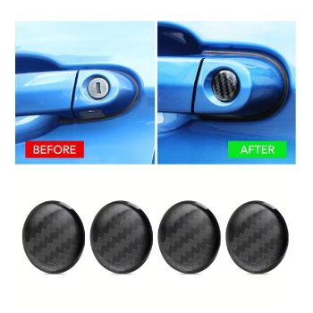 Juego De 6 Pegatinas Protectoras De 20 Mm Para Agujero De Llave De Puerta De Coche Negro TM