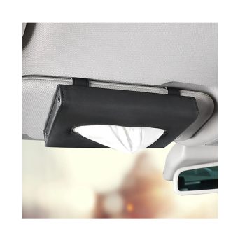 Caja Porta Pañuelos Para Auto De Cuero PU Negro Compacta Y Elegante TM