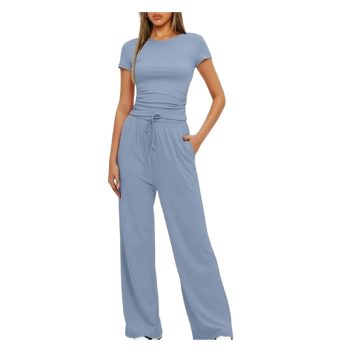 CONJUNTO MUJER VISCOSA COLOR AZUL ACERO CLARO  S/M