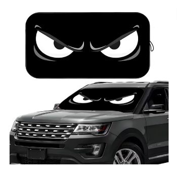 Paraguas De Sol Para Coche Negro Con Diseño De Ojos Enfadados TM