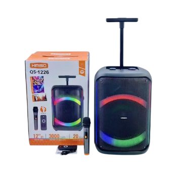 Parlante Portátil QS-1226 De 12 Pulgadas Con Bluetooth Luces LED RGB Y Micrófono