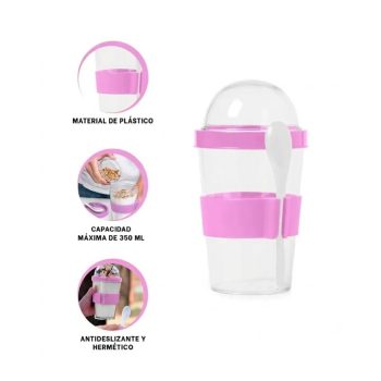 Vaso Para Yogurt Cereal Y Frutas Con Cuchara Para Mujer